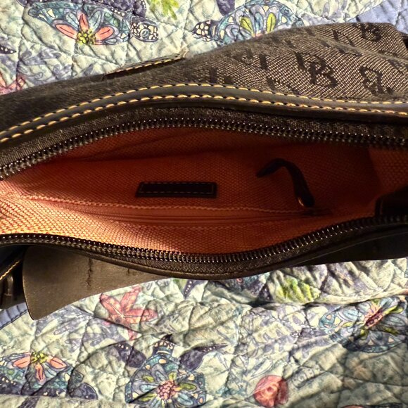 Dooney & Bourk HP724 Signature Black Canvas Leather Mini East West Slouch Bag - Picture 5 of 7